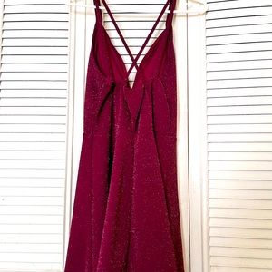 Wine red midi cute dress
